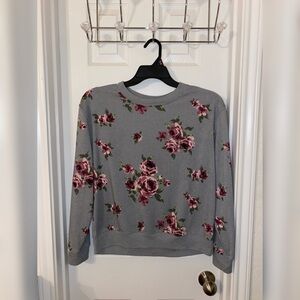 Floral Print Grey Sweatshirt